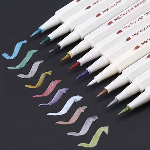 Metallic Calligraphy Brush Marker Pens - Set of 10 Colors,