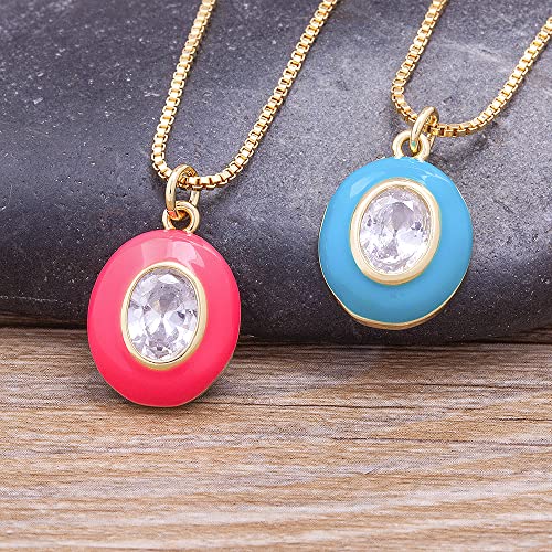 Collier pendentif ovale micro-pavé anti-ternissement avec chaîne solide - 6