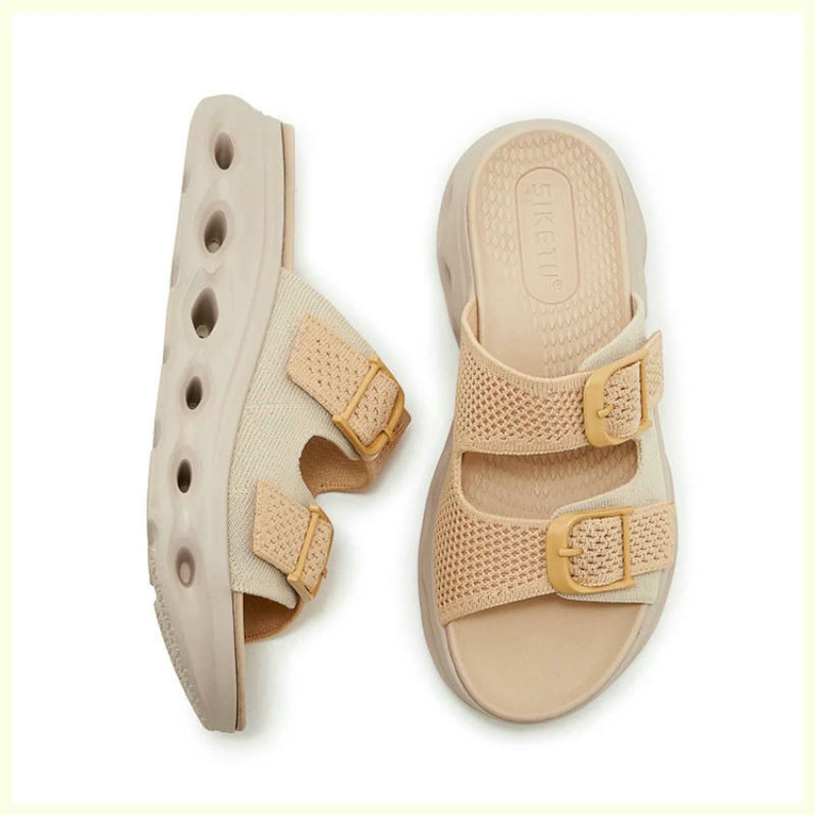 Ciabatte Estive Sandali Scorrevoli in Mesh Traspirante Blu, Cinturino Regolabile con Doppia Fibbia, Suola Spessa, Scarpe Casual Antiscivolo per La Spiaggia-698-3 Blu-36