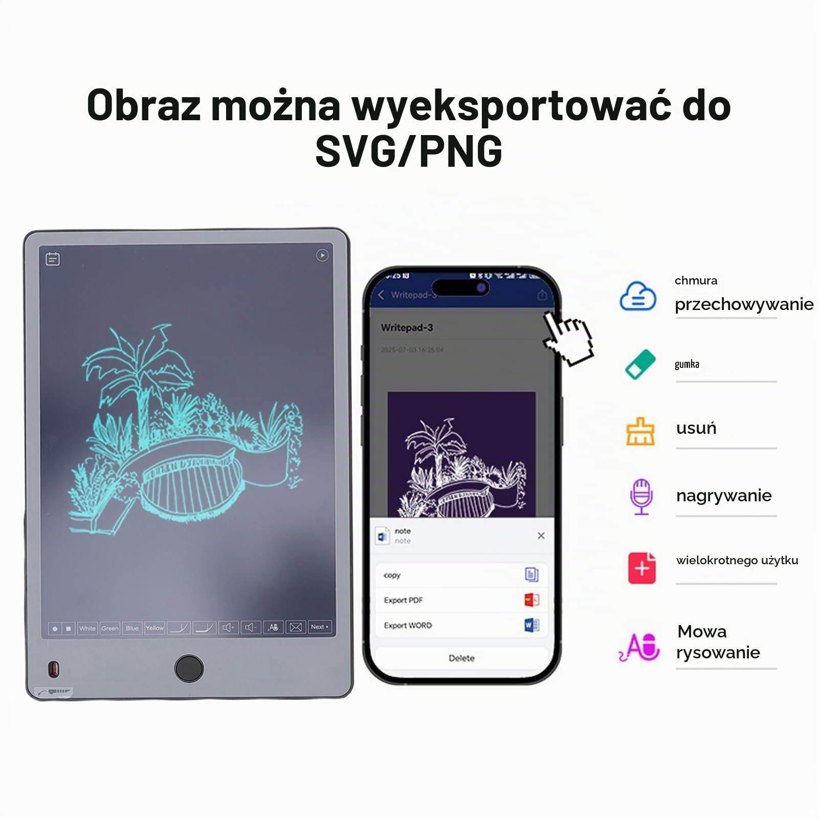 2 w 1 Digital Notebook, Rysowanie Tabletu za pomocą Smart Pen, Bluetooth Wireless Paper Tablet Electronic Writing Pad, do Robienia Notatek, Sztuka Cyfrowa, 11.22x7.68 Cala