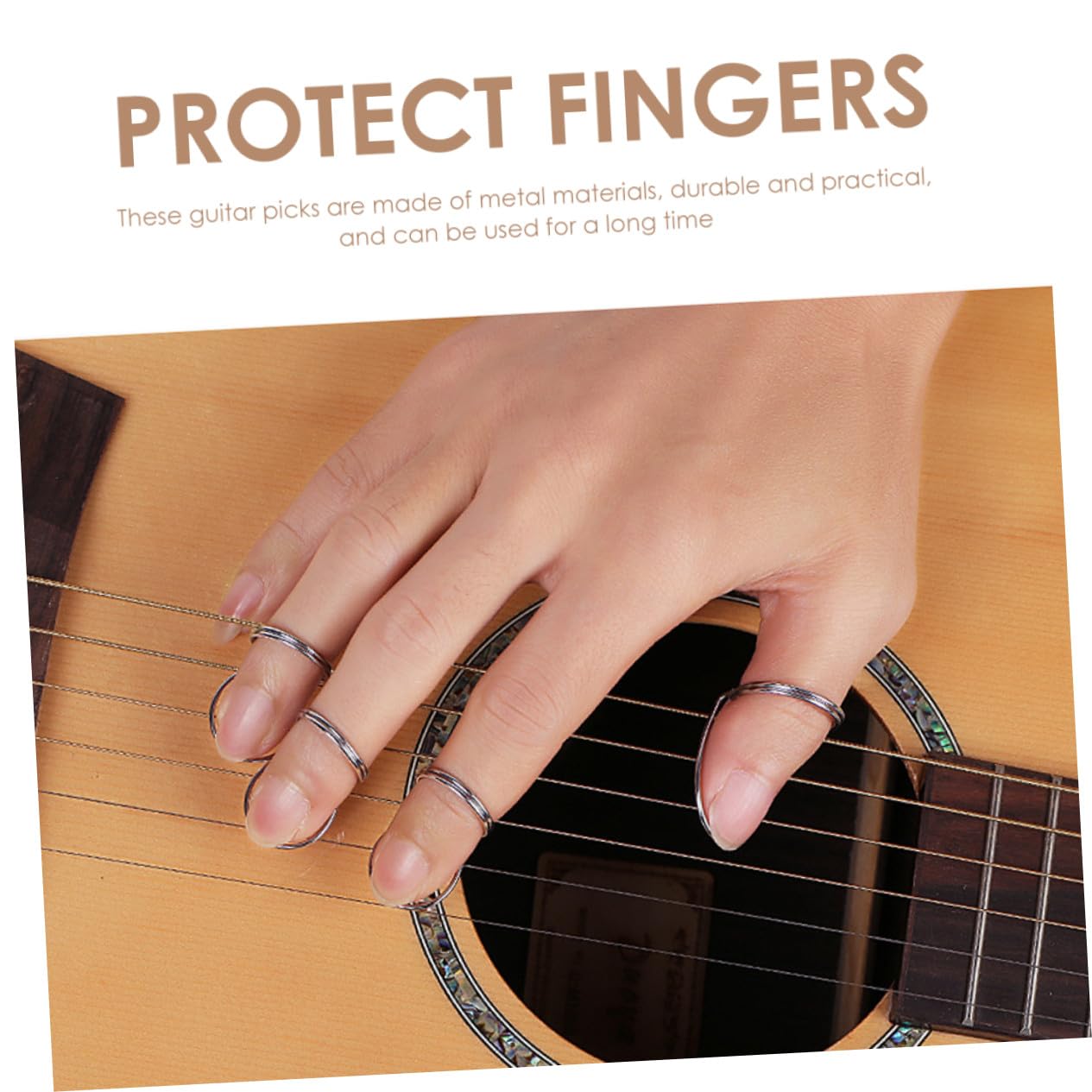 Médiators pour Guitare Folk en Métal 8 Pièces, Légers et Faciles à Ranger, Adaptés pour Doigt Index, Accessoires Pratiques pour Guitare Classique et Basse