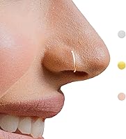 Vista 50 de LUCKYJEWUS Argolla pequeña y delgada de oro o plata de ley para perforación de nariz de mujer Dorado