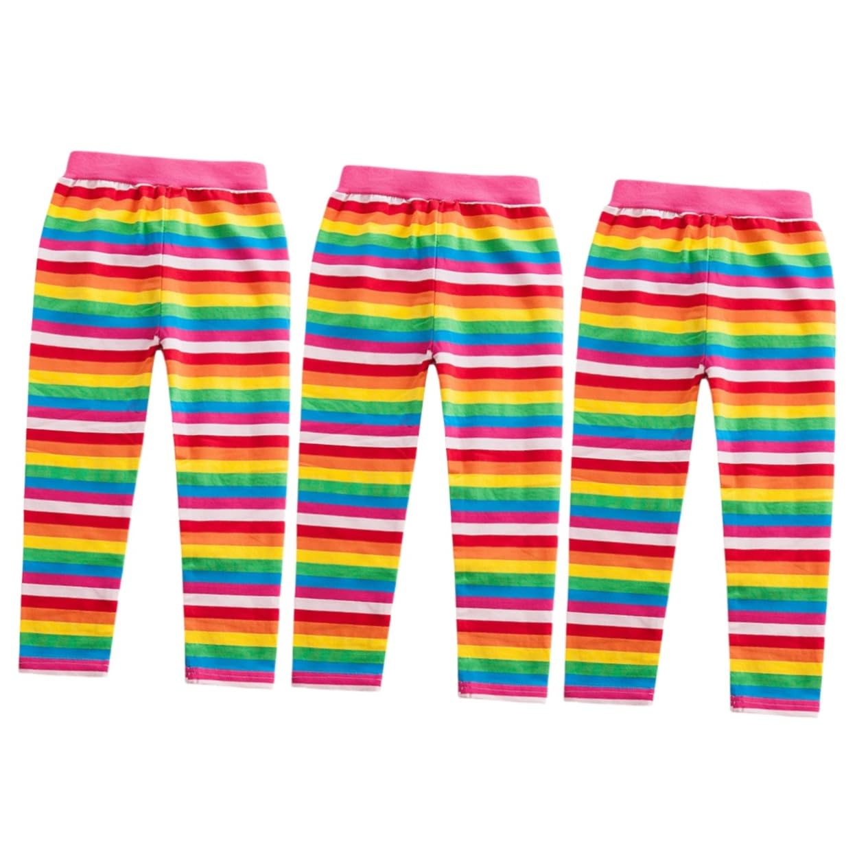 GALPADA Leggins 3 Piezas Polainas Las niñas Polainas Arcoiris Chicas Leggings arcoíris Polainas algodón Primavera otoño pantalón cómodo y Elegante versión Coreana Pantalones