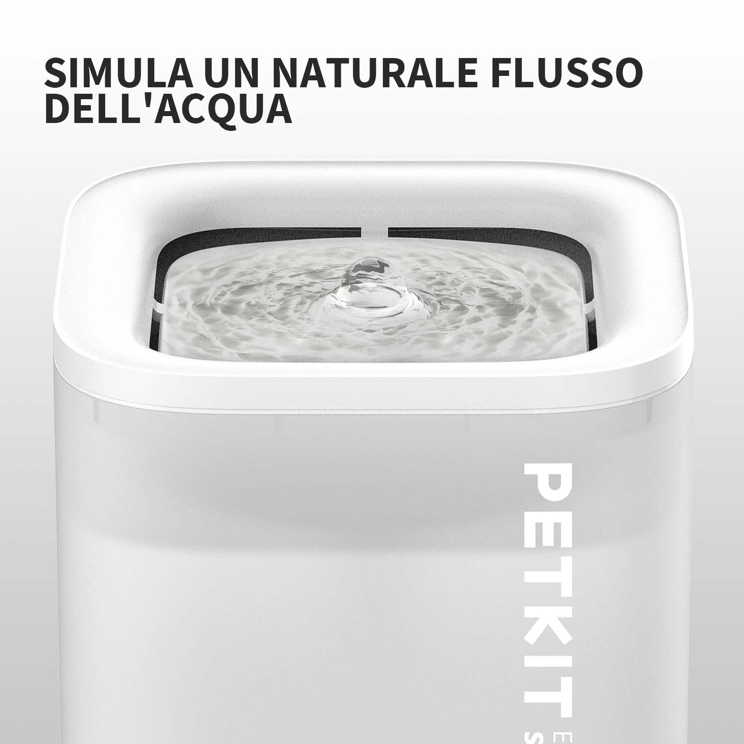 PETKIT CYBERTAIL Fontanella per Gatti, Pompa dell'Acqua Senza Fili,25dB Silenziosa,Fontanella per Cani,3.0 Aggiornare l'elemento Filtrante,1.8 L（Non Base Wireless）