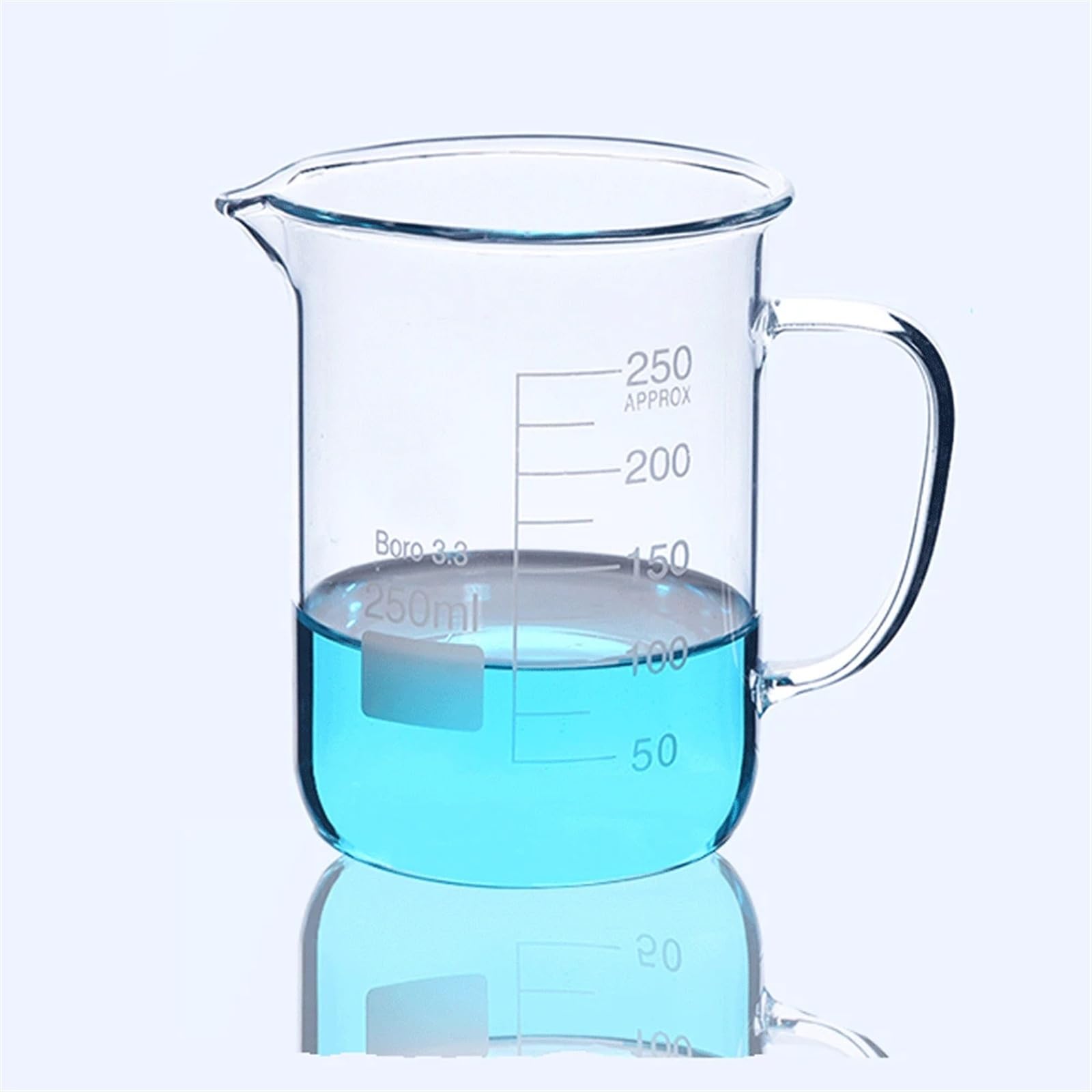 250 400 500 600 800 Vaso de vidrio de 1000 ml con mango Experimento químico de cristalería de laboratorio(Size:200ml 2 PCS)