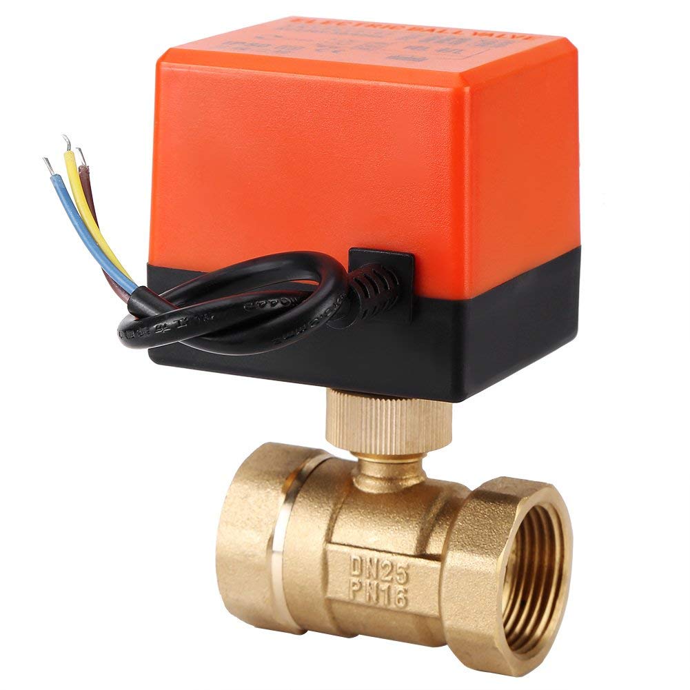Valvula esfera bola electricos DN15 DN25, AC 220V 1.6 Mpa Válvula motorizada eléctricos de latón de 2 vías(DN25)