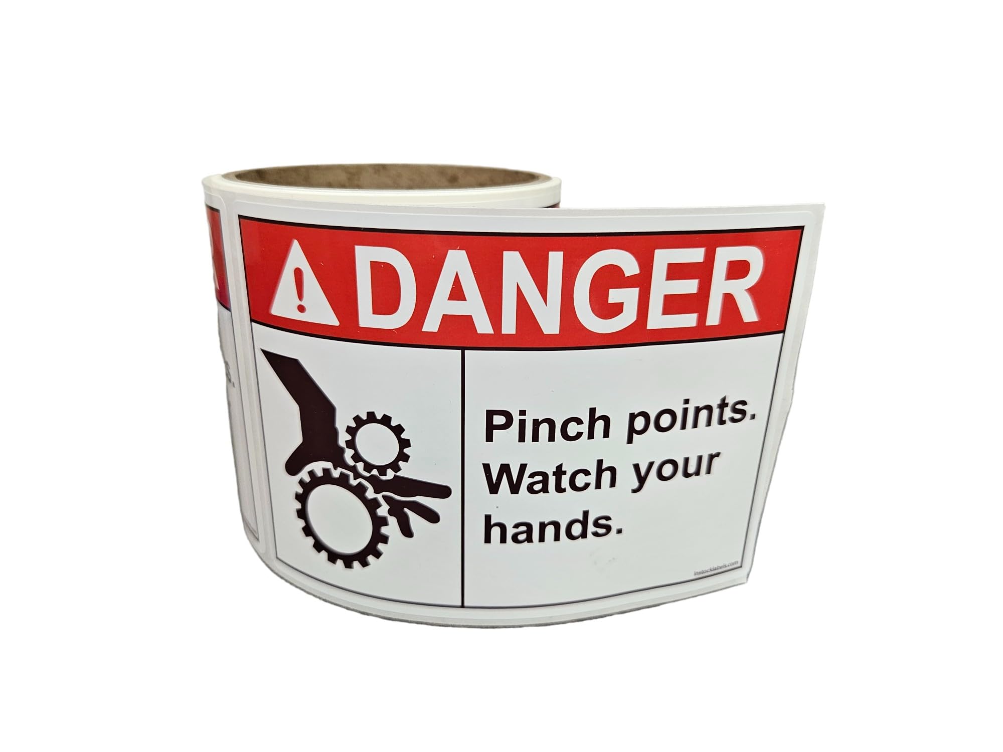 Pinch Points Danger Labels, OSHA Safety Labels, 3.5 x 5 Inch, 25 Labels Per Roll, Essential for Warehouse, Machine and Equipment Safety Signs for Workplace