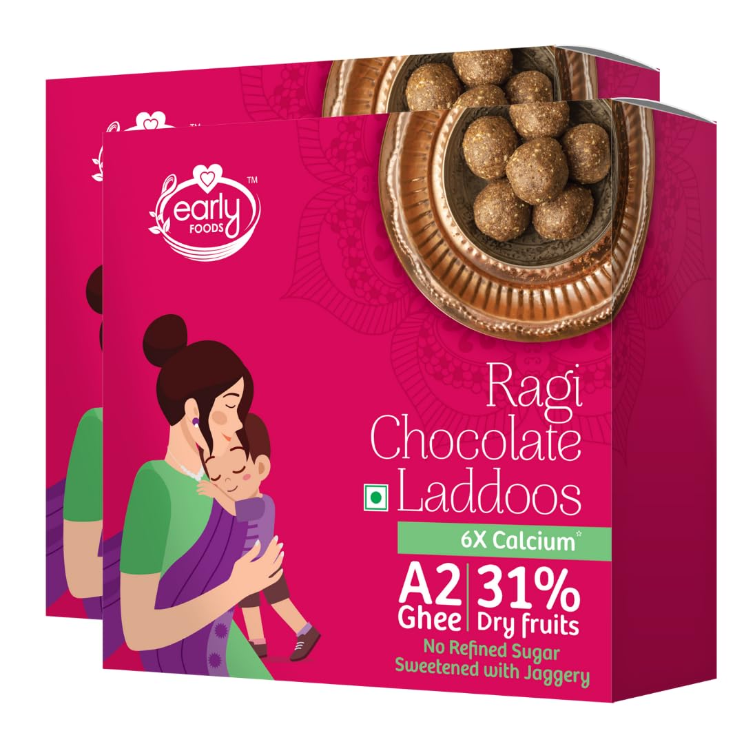 Early Foods Pack of 2: A2 gramshee Ragi Chocolate Laddoos | Ragi Laddu with Jaggery | A2 gramshee Laddoos | Kids Snack | Desi Ghee Laddoos for kids | postpartum ladoo | Sugar Free Laddu (B0CWDCML6D) Amazon Price History, Amazon Price Tracker