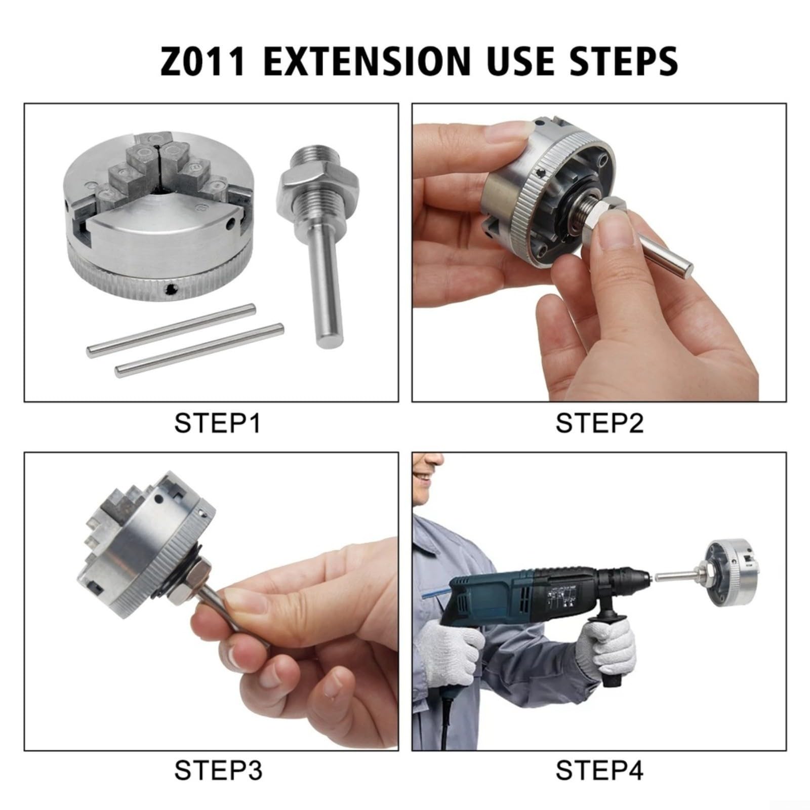 Mandrin pour mini tour avec filetage M12x1, mandrin à 3 mâchoires et 4 mâchoires en alliage de zinc, kit de support d'outils précis pour perceuses et travaux de tournage (C)