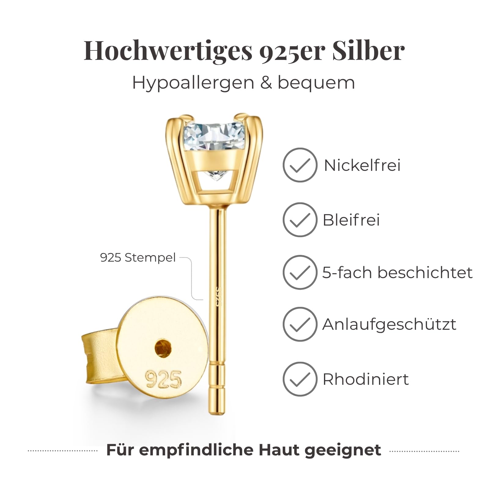 LOVE&LOVE 2CT Moissanite Ohrstecker für Damen und Herren, 925 Silber