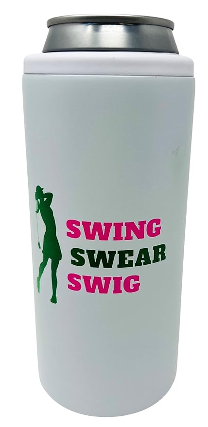 Golf Cooler for Women - Stainless Steel Slim Golf Can Cooler - 12oz - Tall Slim Can Beverages - Ladies Golf Gift