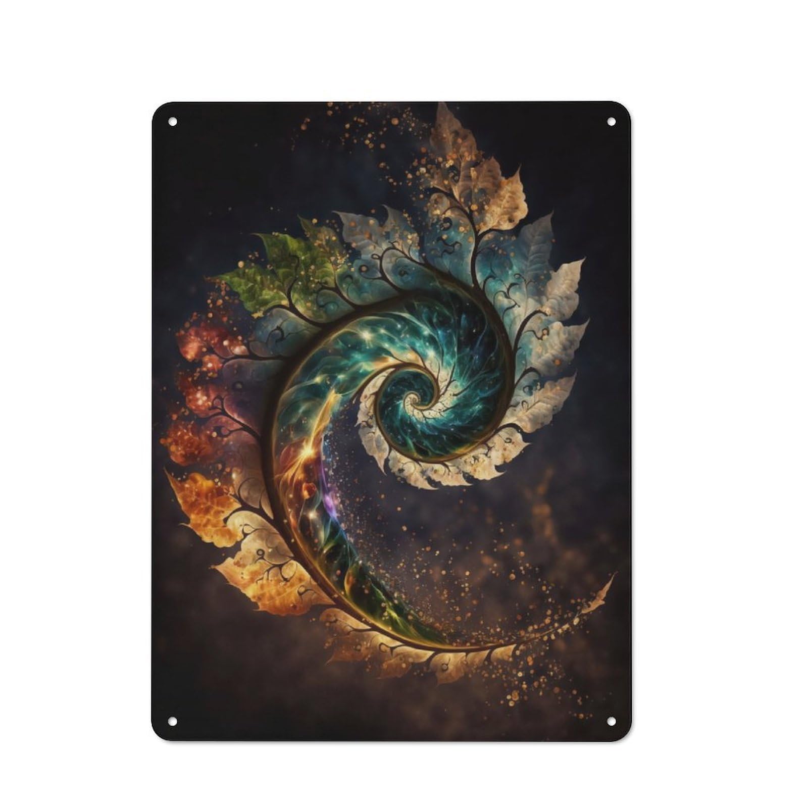 Junmoney Cosmic Spiral Leaf Rustic Tin Sign 40X30cm For Café Or Restaurant, A Decorative Christmas Gift For Hospitality Interior Collectors