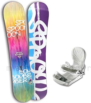 Amazon スノーボード 板 レディース 2点 セット スノボ 18モデル 17 18 グラトリ スノボ ゼロキャンバー イージー フラットボード Spoon スプーン Bomber スノボー 初心者でも簡単 軽量 ソフトフレックス 大人 可愛い パステル ピンク 142 ビンディング取付無料