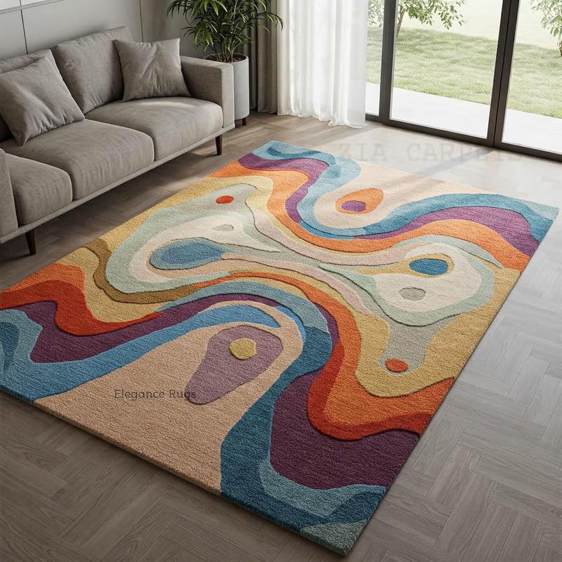 Image of zia carpets Hand Tufted Woollen Modern Collection Bedroom & Living Room Carpet Size 7 X 10 Feet