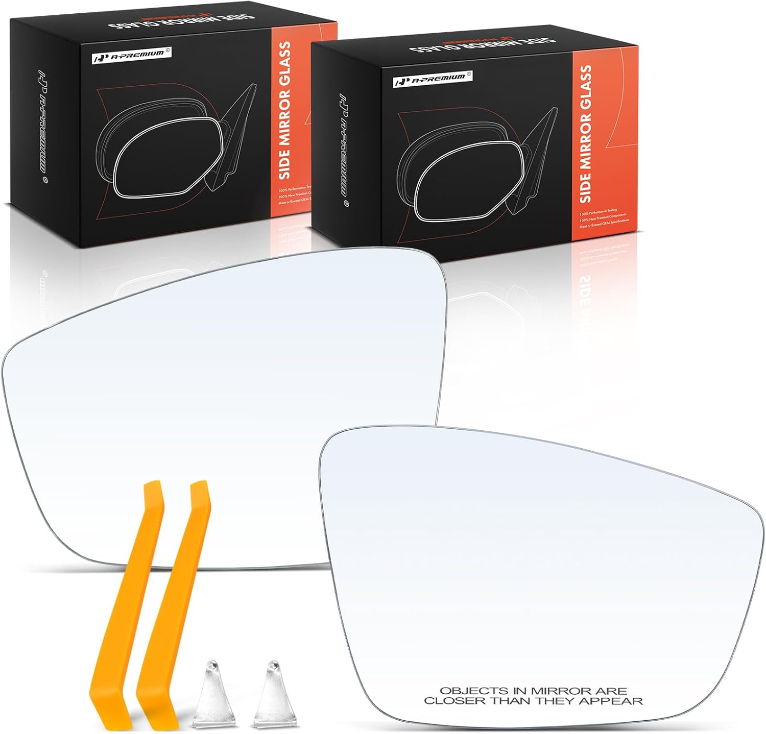 A-Premium 2-PC Driver and Passenger Side Heated Mirror Glass with Backing Plate Compatible with Volkswagen Jetta 2011-2018, Passat 2012-2015, Beetle 2012-2018