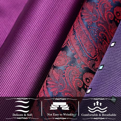 Image of JaGely Pocket Squares for Men Assorted Colors Silk Squares Handkerchiefs 9.06 inch x 9.06 inch Handkerchiefs for Men Wedding