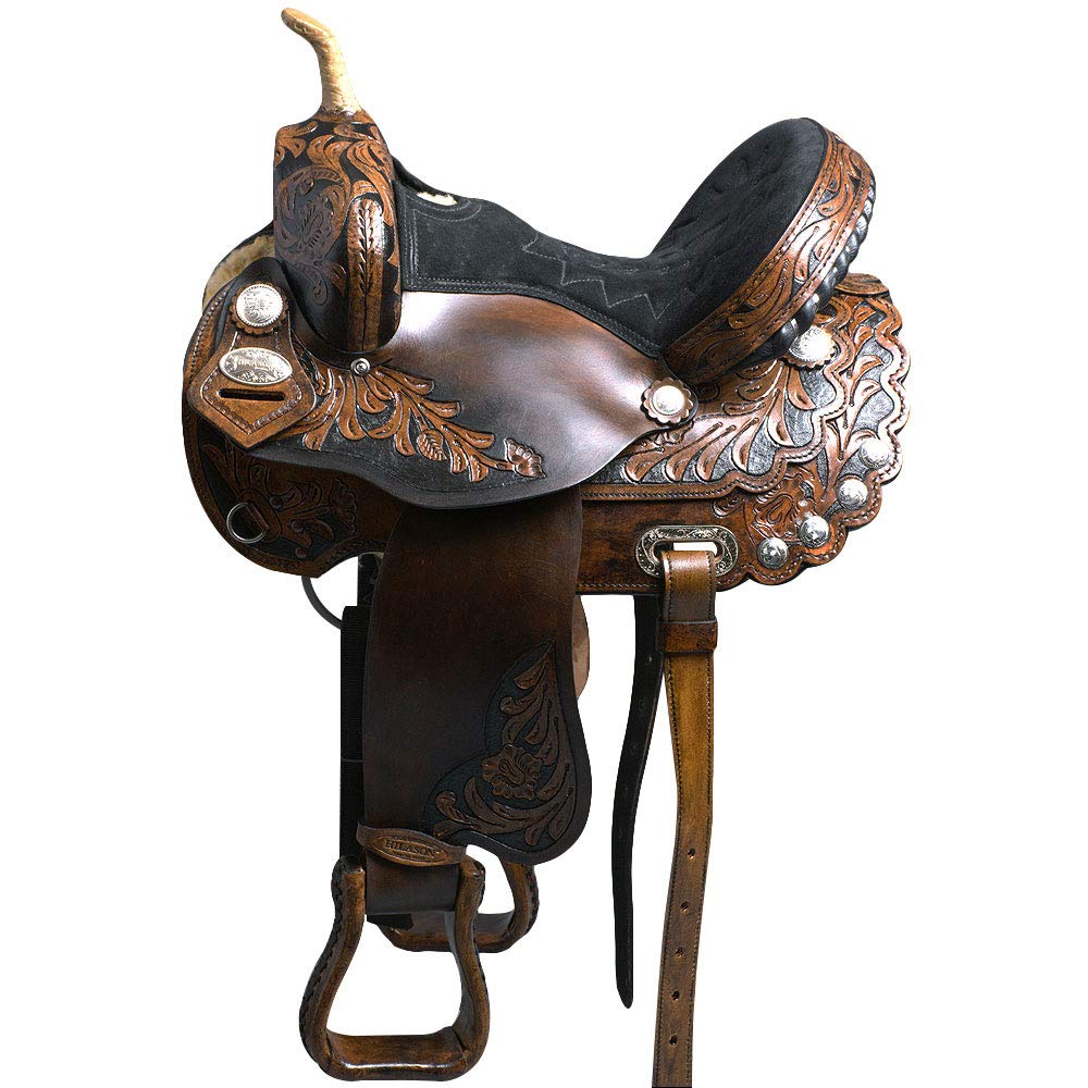 HILASON Western Horse Saddle American Leather Treeless Trail Barrel | Horse Saddle | Western Saddle | Leather Saddle | Treeless Saddle | Barrel Saddle | Saddle for Horses