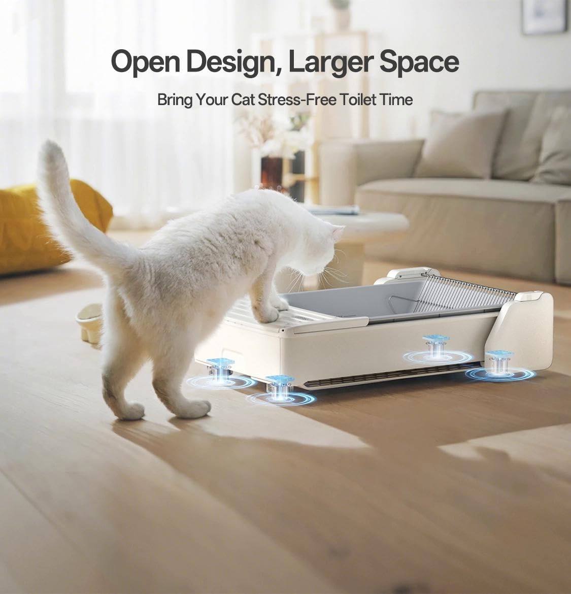 Open Top Automatic Litter Box, Self Cleaning Cat Litter Box with APP Control and Safety Sensor, Dual Rake, Odor Control, Large Capacity for Multiple Cats - image 6