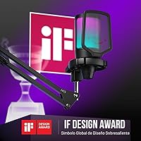 Vista 2 de FIFINE Gaming PC USB Microphone, Podcast Condenser Mic with Boom Arm, Pop Filter, Mute Button for Streaming, Twitch, Online Chat, RGB Computer Mic