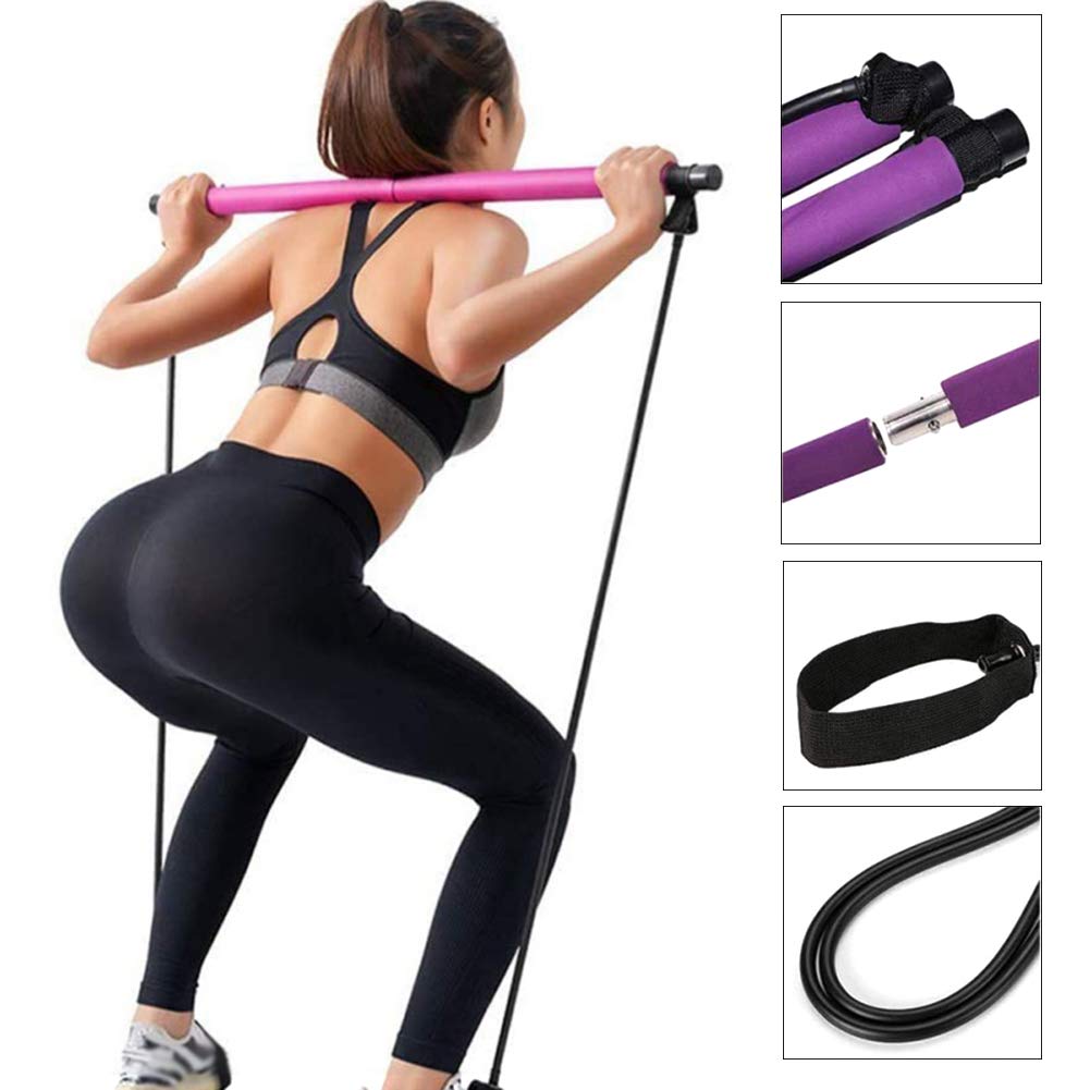 Yoga Pull Rods Portable Home Yoga Gym Body Abdominal Resistance Bands for Pilates Exercise Stick Toning Bar Fitness Rope Puller