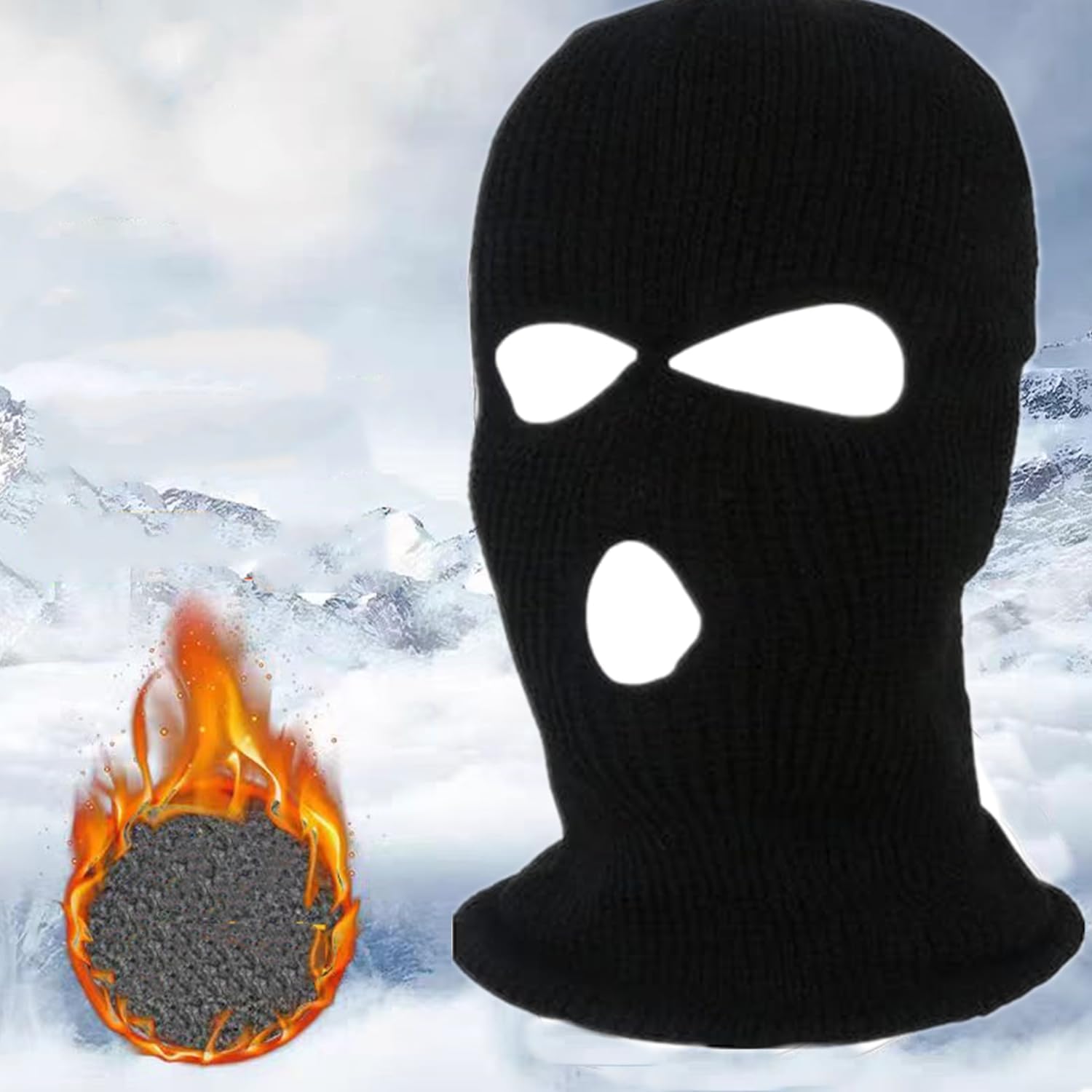 4Pack Halloween Full Face Warm Mask Decor with 3 Hole Breathable Winter Windproof Knitted Balaclava Adults Men Ski Mask