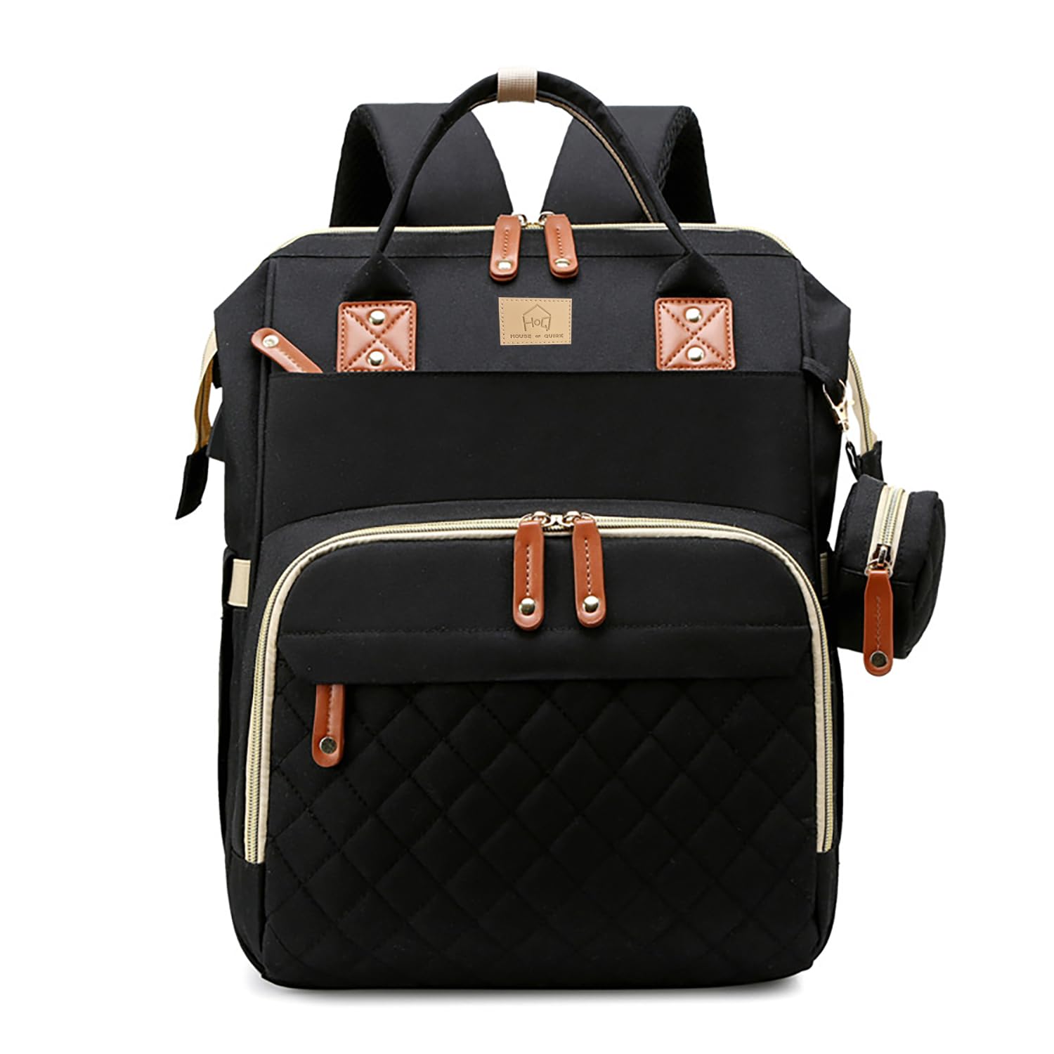 House of Quirk Diaper Bag Maternity Backpack, Baby Girl Boy Diaper Bag for Dad Mom with Pacifier Case, Unisex Large Diaper Bag for Travel-image-20