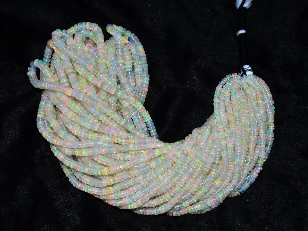 AAA+ äthiopischer Welo Opal Edelstein Glatte 3mm-5mm Rondelle Perlen | Natürlicher äthiopischer Welo Feueropal Edelstein Lose Rondelle | 8-Zoll-Strang