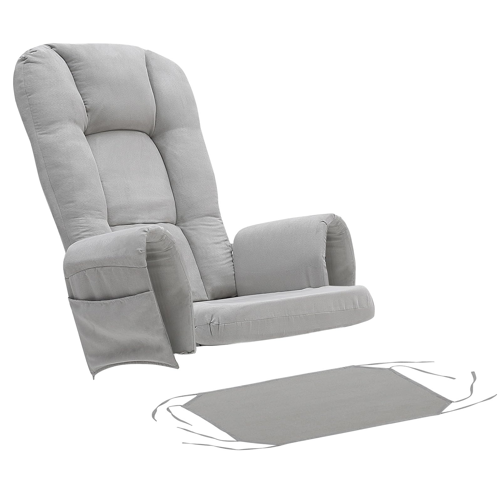 BECHAEO 5PCS Thickened Glider Rocker Replacement Cushions – Suede, Gray