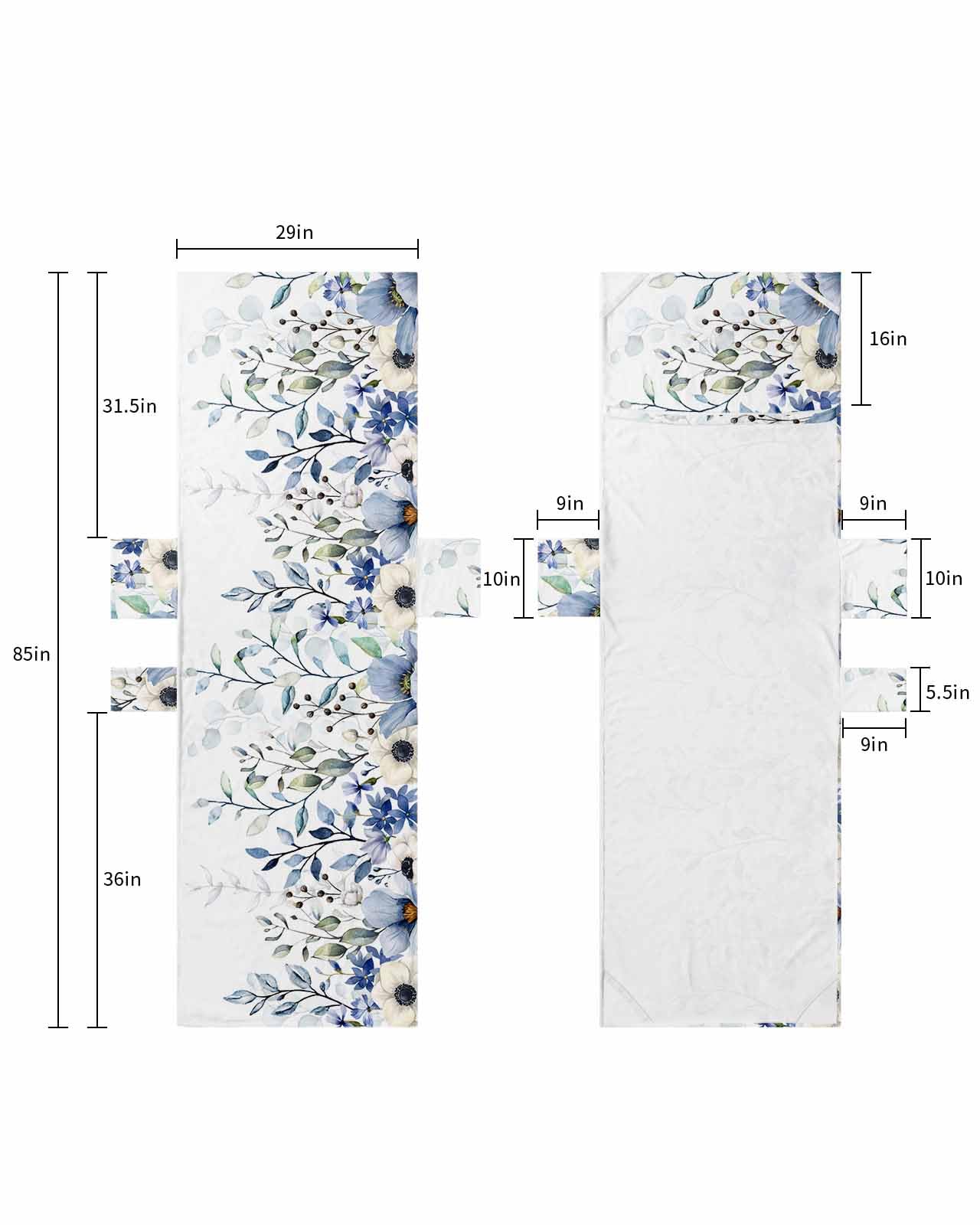 Blue Spring Floral Beach Lounge Chair Towel Cover, Soft Chaise Lounge Towel with Side Pockets Patio Pool Chairs Cover for Beach/Pool Sunbathing 29x85 Elegant Botanical Summer Flowers