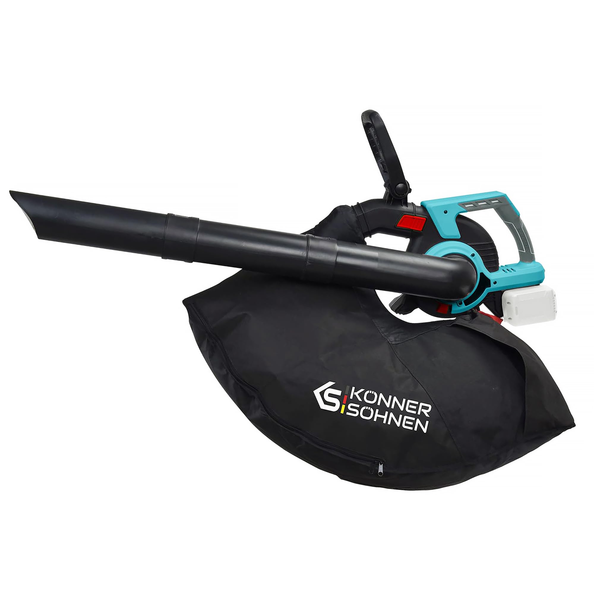 K&S Könner&Söhnen Aspirador de jardín sin cable con función de trituración de hojas KS LBV-40V, tensión nominal 40 (20+20) V, velocidad de ralentí 1630 rpm, volumen de la bolsa aspiradora 45 l, 4 velo