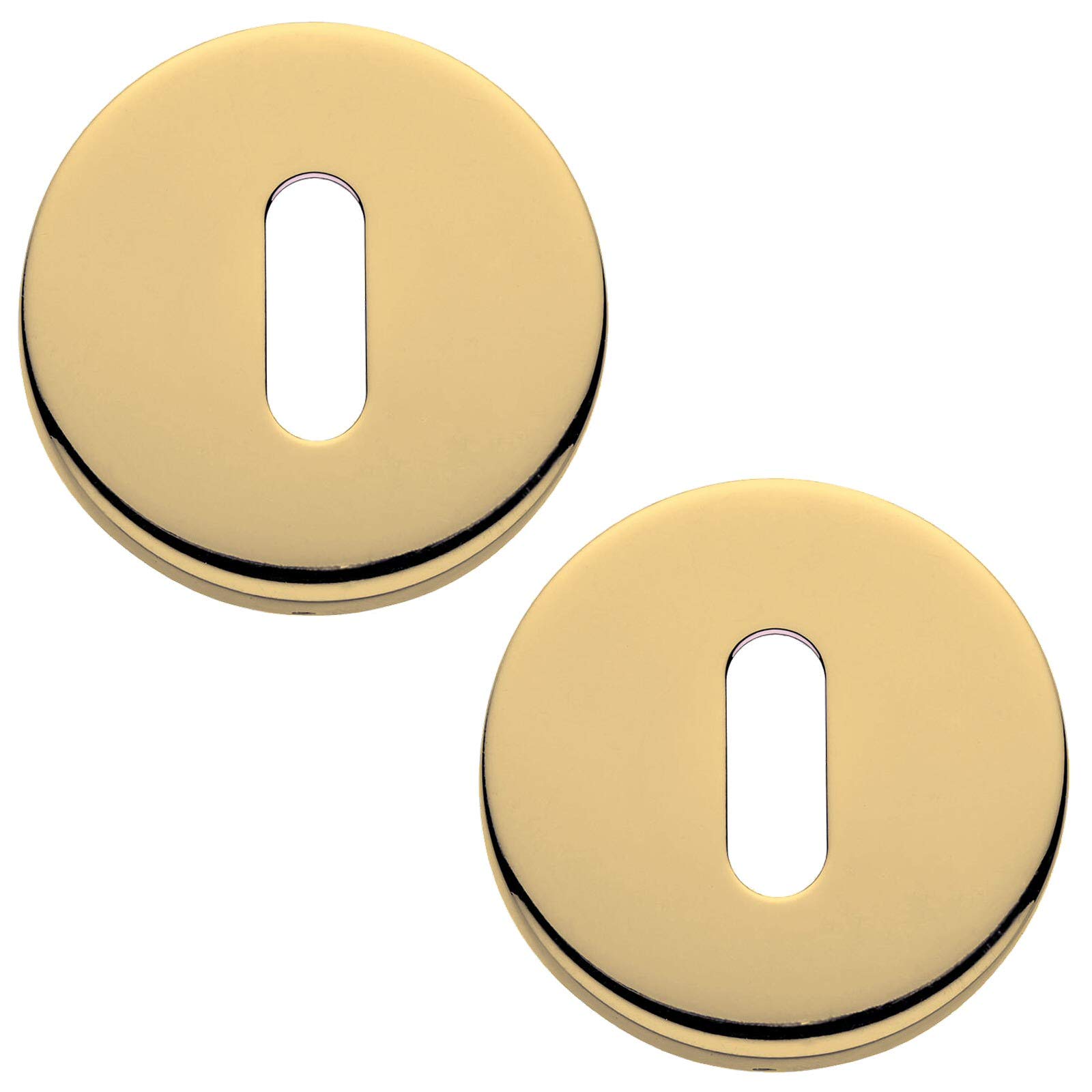 Architectural Hardware Polished Brass Howdens Bertelli Standard Open Keyhole Escutcheons - Round Concealed Fix - 1 Pair (2 Roses)