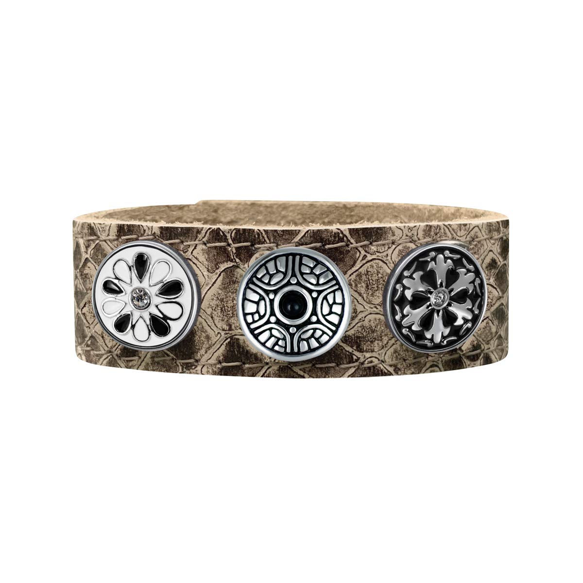 Quiges: Eligo Joyería 18mm pulsador Click botón ornamento trozo de acero inoxidable para Eligo pulseras Chunk 18mm