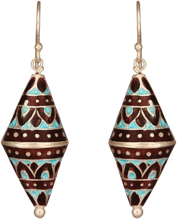 Dholak - Handcrafted Colorful Silver Earring