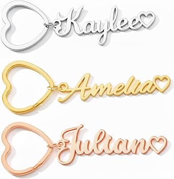 Elemtansy Custom Name Keychain,18K Gold Plated Personalized Key Chain Accessories for Women,Customized Gifts for Christmas