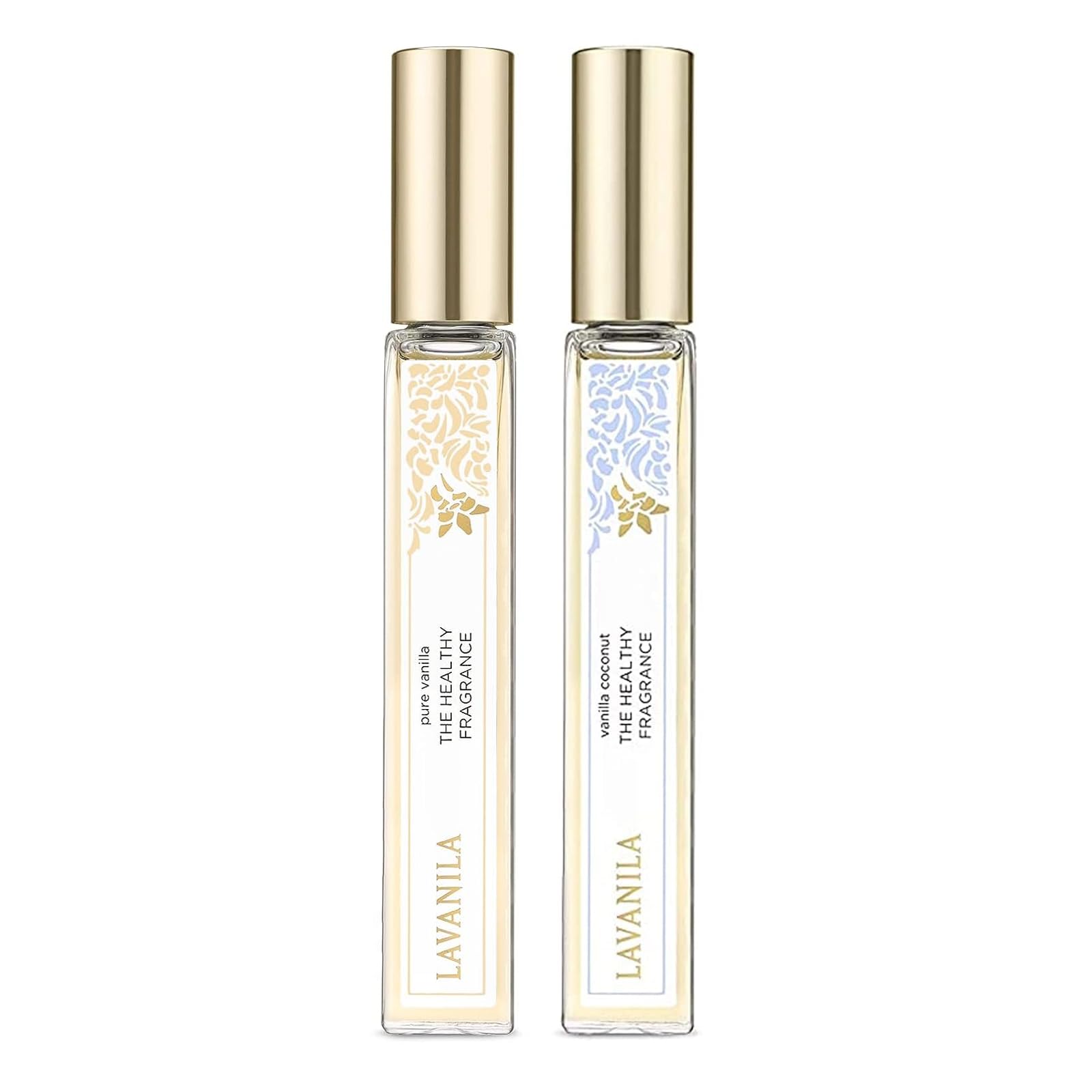 LavanilaRoller Perfume Set of 2, Includes Pure Vanilla + Vanilla Coconut - The Healthy Fragrance for Women, Clean and Natural