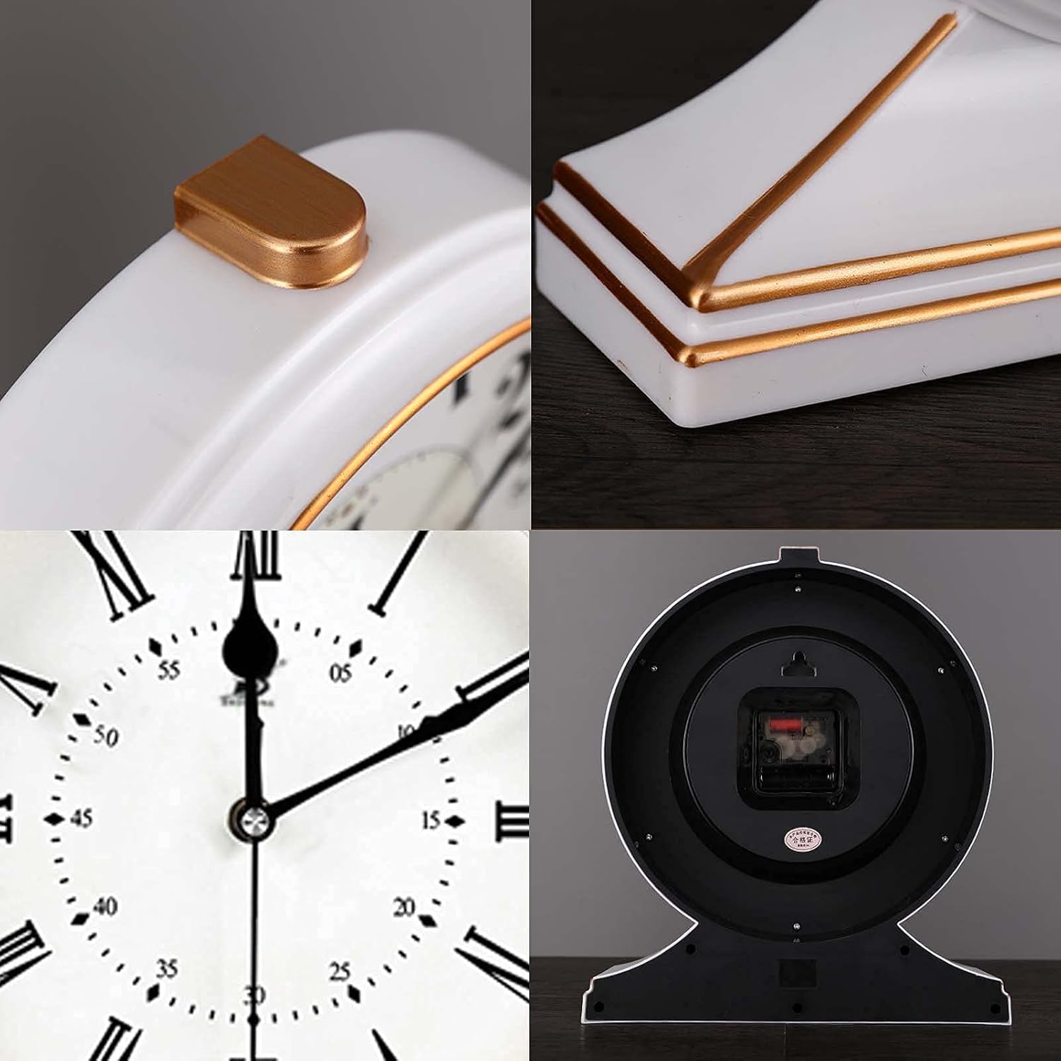 Desk Clock for Table Decor Battery Operated Retro Mantel Clock Battery Operated Mantel Clock for Fireplace Bedroom Office Silent Wood Table Clock