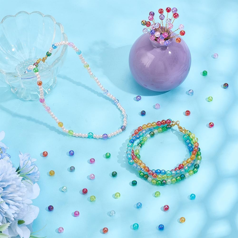 PH PandaHall 1440pcs 6mm Acrylic Round Beads for Jewelry Making, 24 Colors Transparent AB Color Rainbow Beads Shiny Loose Spacer Bead Bulk for Bracelet Necklace Earring Jewelry Making DIY Crafts - Image 4