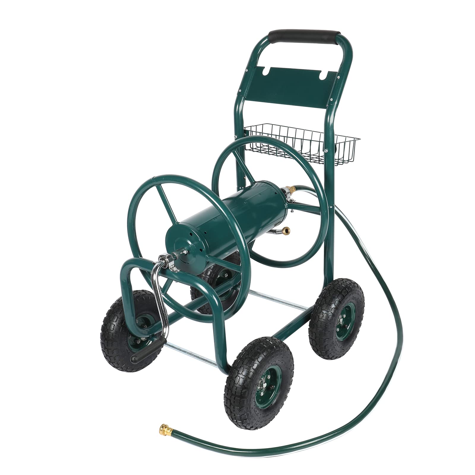 Buy Hose Reel Cart, Heavy Duty Hose Reel with 4 Solid Wheels, Slide Hose Guide System 300 feet