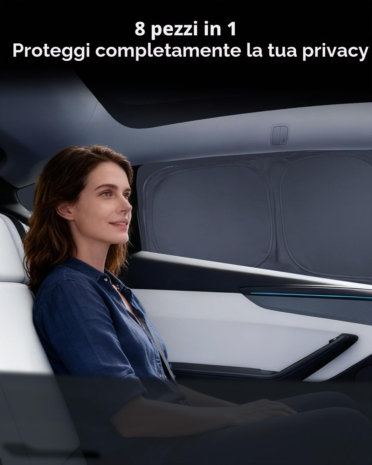 Protezione solare per auto, 8 pezzi per Tesla Model Y 2025-2026, design Juniper per parabrezza, finestrini laterali posteriori, set completo, tende per la privacy da campeggio, protezione UV