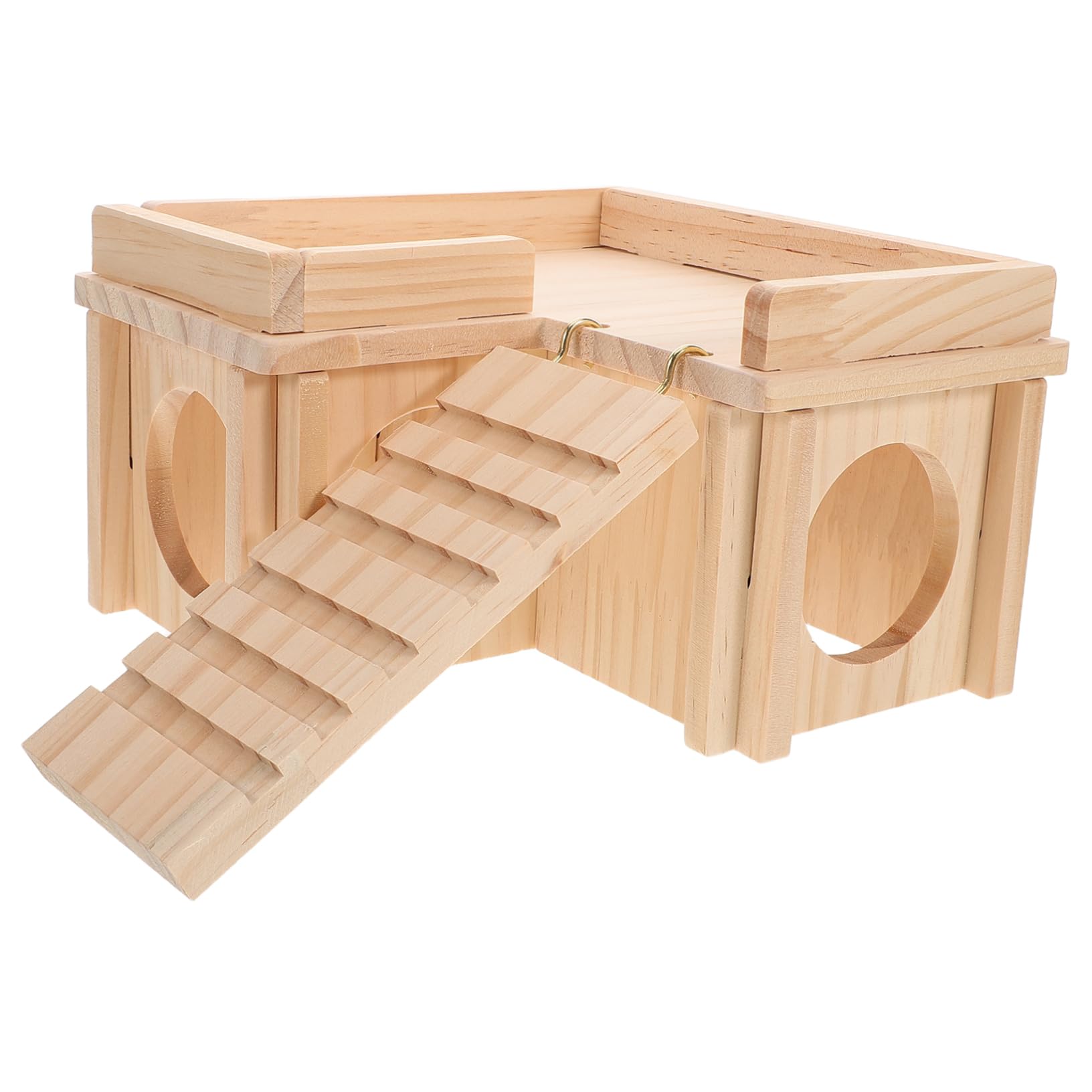 Hohopeti Large Bearded Dragon Hideaway Ramp Wooden Reptile Habitat Basking Platform Easy Clean Lizard Cave