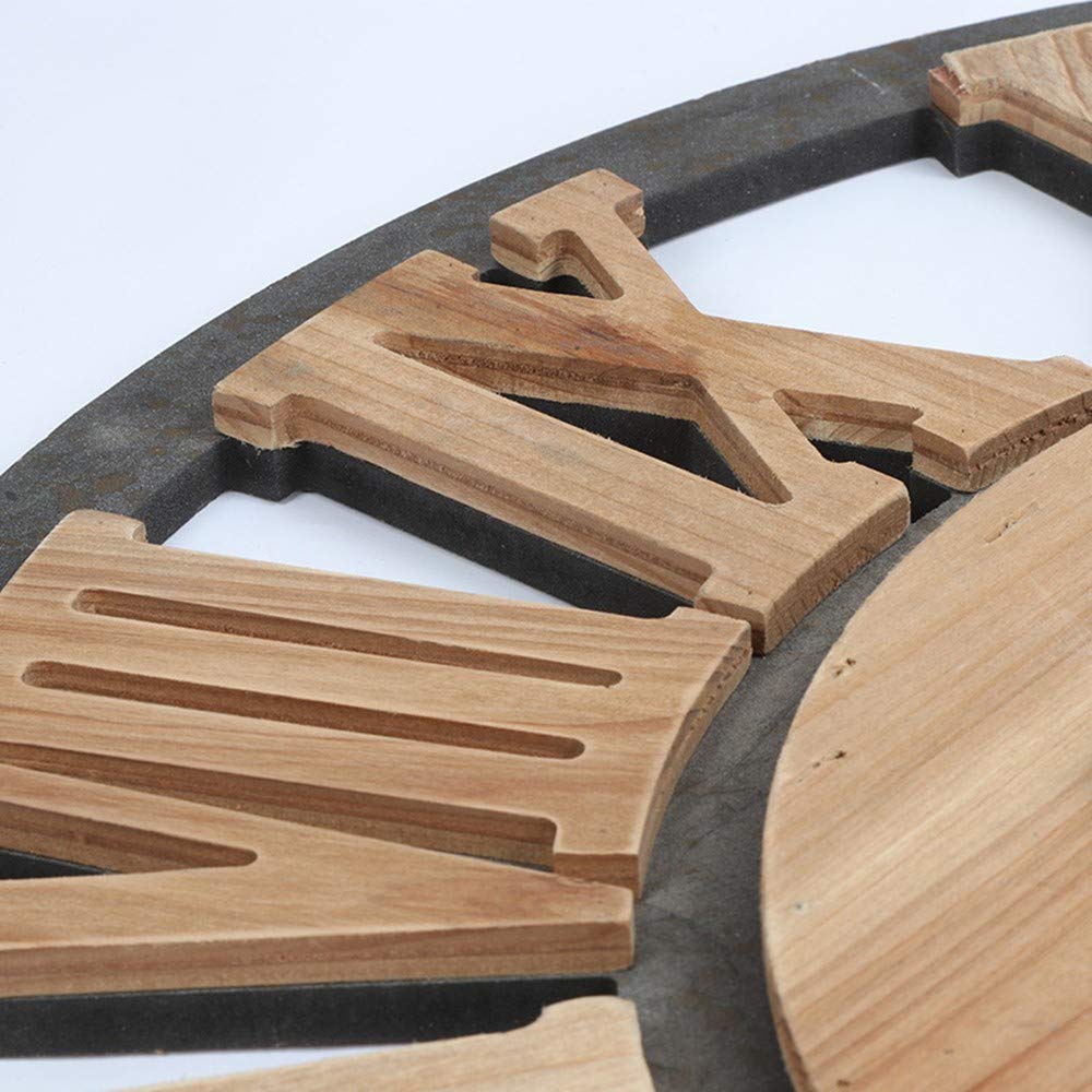 Reloj de Pared de Madera Redondo De 24 Pulgadas, Reloj de Pared De Decorazione De Sala de estar Semplice Reloj de Pared Casero Creativo (A)