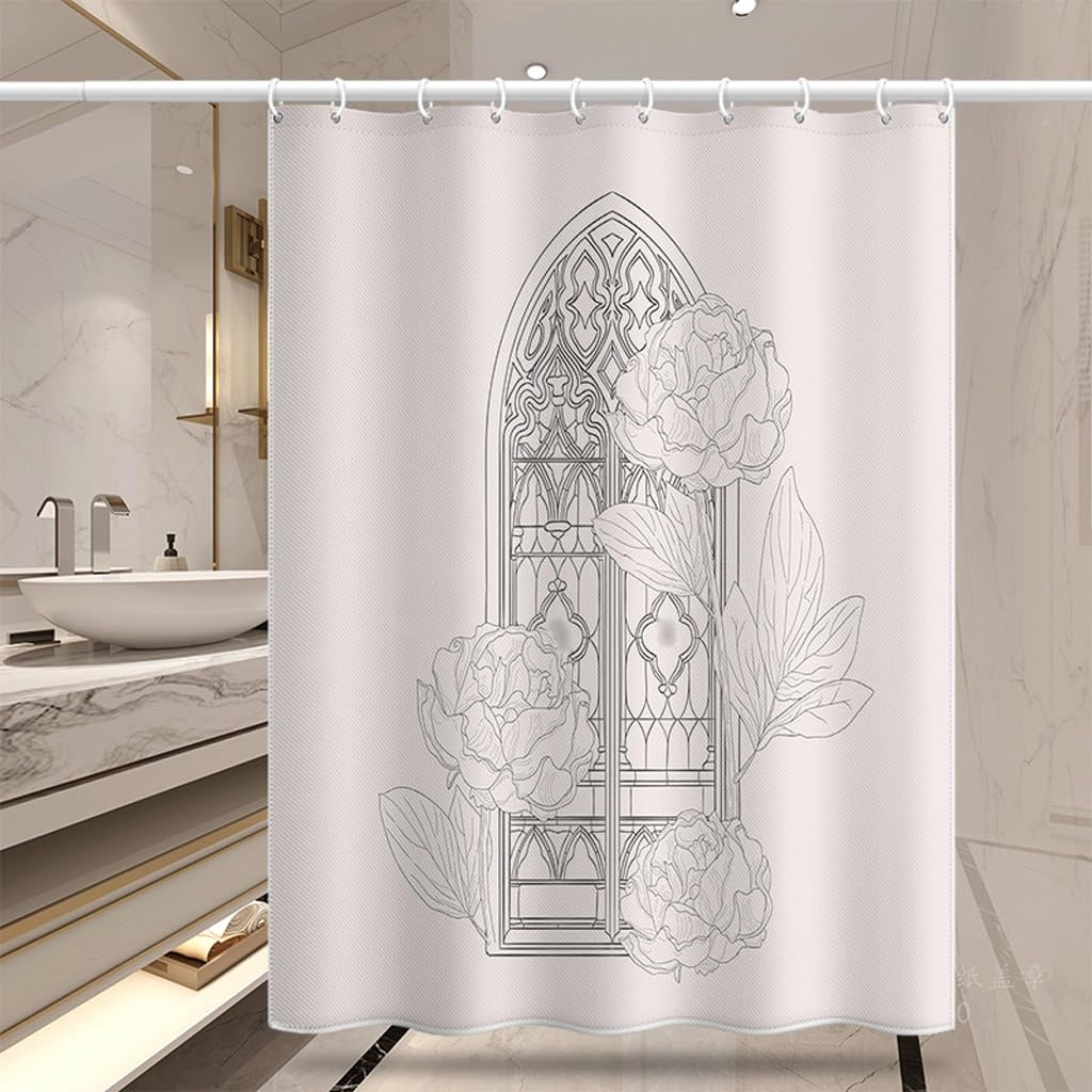 NZPOST Cortina de Ducha de baño Cortinas de bañera Cortina de Bloqueo de baño Cortina de Puerta de Inodoro de Cocina Cortina de Ducha Impermeable de poliéster con Ganchos para