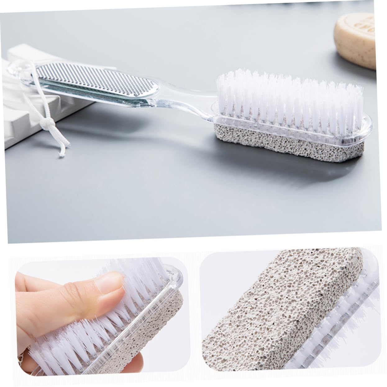 Herramienta para Eliminar Piel Muerta Piedra Pómez y Cepillo Tamaño Mediano para Cuidado de Pies Exfoliante y Removedor de Callos Uso Doméstico