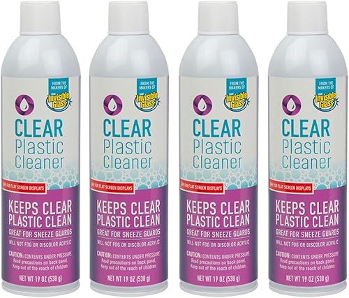 Invisible Glass 91014-4PK Limpiador de plástico transparente  Limpia y protege el plástico en electrónica, electrodomésticos, gafas, automóviles,