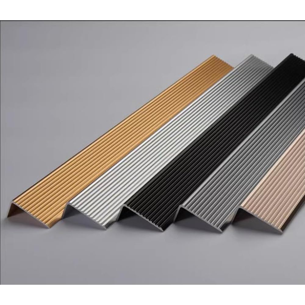 Perfil para escaleras de Aluminio de 36", 40", 48" y 60", Protector de Borde Antideslizante de Metal para escaleras, peldaños de Madera, mármol y baldosas, fácil de Instalar (Gris, 120 cm/48