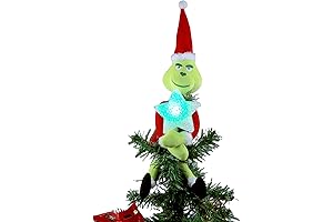 The Grinch Christmas Hugger Plush Tree Topper Adorned with a Dazzling Illuminating...