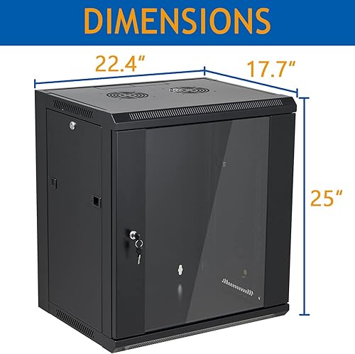 Miniatura 2 de Tedgetal - Gabinete de pared para servidores de 6U con bloqueo de puerta de cristal