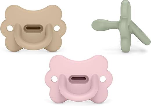 Suavinex, Pack 3 Chupetes Todo Silicona, Bebés 0/6 Meses, Recién Nacidos, Tetina Fisiológica Sx Pro, Blandito y Flexible, Ideal Dormir, Respeta Desarrollo Bucodental, Butterfly, Rosa, Verde, Beige
