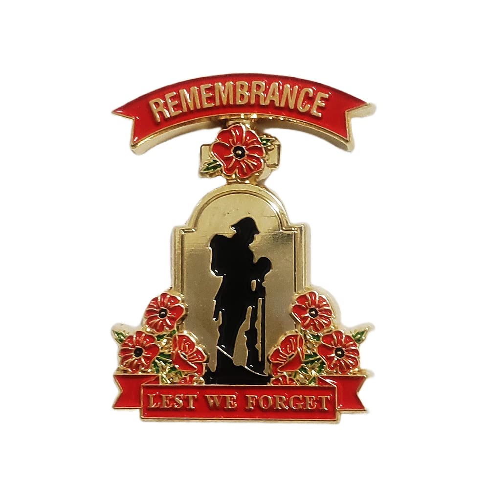 LevviyeLest We Forget Remembrance Day Red Flower Veteran Lapel Pin Badge Brooch Decorations Gifts Memorabilia