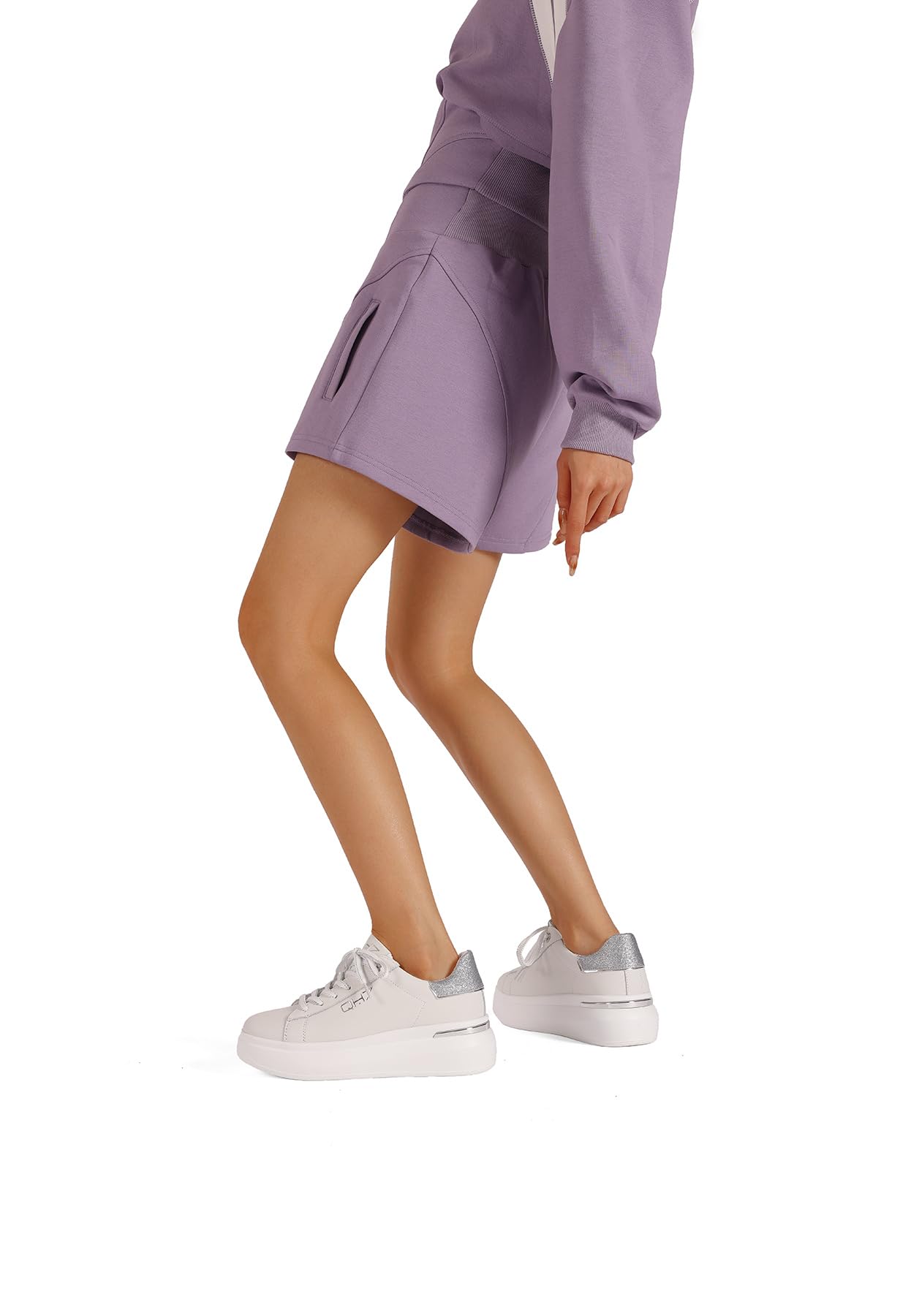 QUEEN HELENA Sneakers in Vera Pelle Scarpe da Ginnastica Platform Casual Donna QH9003